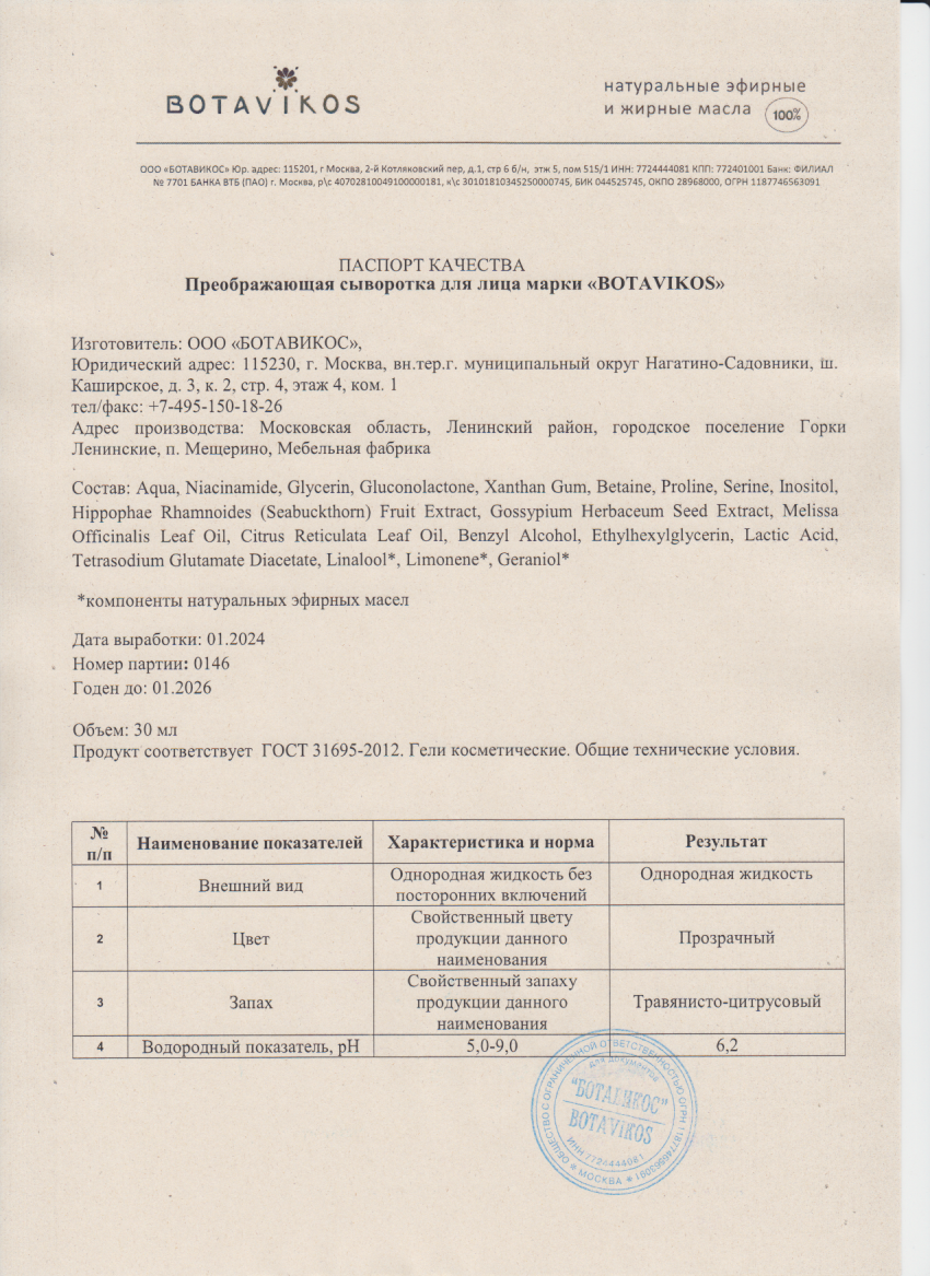 Паспорт №012024